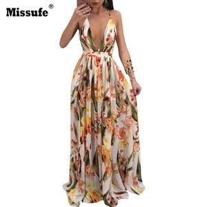 V Neck Off Shoulder Beach Maxi Dress